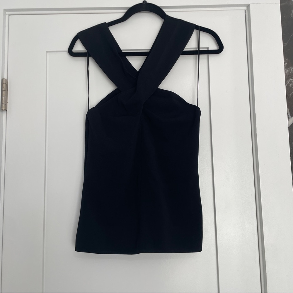 Reiss Black Cross-Neck Camisole Halter Top
